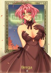 Rule 34 | 1girl, blush, breasts, character request, dress, gloves, large breasts, r1, red hair, solo