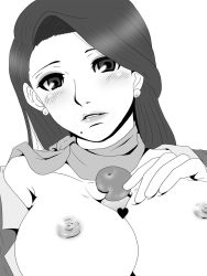 Rule 34 | artist request, mia fey, blush, breasts, capcom, earrings, ace attorney, highres, jewelry, large breasts, long hair, nipples, paizuri, penis