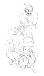 Rule 34 | 4boys, 69, anal, barefoot, bed, bottomless, fellatio, final fantasy, final fantasy xv, gladiolus amicitia, glasses, group sex, hand on another&#039;s head, highres, ignis scientia, kaciart, leg lift, male focus, male penetrated, monochrome, multiple boys, noctis lucis caelum, oral, orgy, penis, prompto argentum, sex, tattoo, uncensored, yaoi