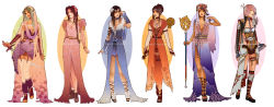 Rule 34 | 00s, 10s, 1990s (style), 6+girls, adapted costume, aerith gainsborough, breasts, brown hair, cape, cleavage, dress, final fantasy, final fantasy ix, final fantasy vi, final fantasy vii, final fantasy viii, final fantasy x, final fantasy xiii, garnet til alexandros xvii, green hair, hannah alexander, highres, lightning farron, looking at viewer, multiple girls, pink hair, rinoa heartilly, square enix, staff, sword, tiara, tina branford, weapon, yuna