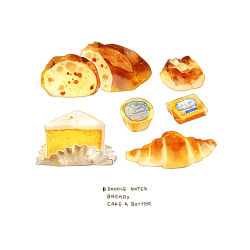 Rule 34 | bread, butter, cake, commentary, croissant, cyannism, english commentary, english text, food, food focus, no humans, original, pastry, simple background, white background
