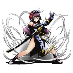 Rule 34 | 10s, 1girl, ankle boots, black hair, boots, divine gate, dress, fairy tail, flower, full body, gloves, hair flower, hair ornament, hair ribbon, hime cut, holding, holding sword, holding weapon, kagura mikazuchi, katana, long hair, looking at viewer, official art, red flower, ribbon, shadow, sleeveless, sleeveless dress, solo, stance, sword, transparent background, ucmm, weapon, white gloves, white ribbon, yellow eyes