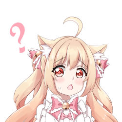Rule 34 | 1girl, animal ears, brown hair, cat ears, highres, magical girl, neko kizuna, original, portrait, red eyes, simple background, solo, standing, tachi-e, twintails, white background