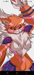 Rule 34 | 1girl, armor, breasts, digimon, female focus, furry, furry female, highres, large breasts, meicrackmon vicious mode, solo