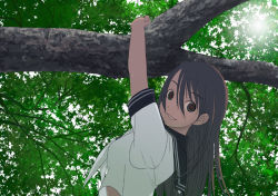 Rule 34 | 1girl, hanging, in tree, kiriman (souldeep), original, school uniform, serafuku, solo, tree