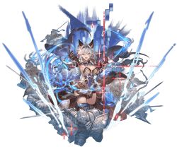 Rule 34 | 1girl, animal ears, armor, braid, breastplate, breasts, brown eyes, casting spell, dress, earrings, erune, gauntlets, gloves, granblue fantasy, hairband, heles, jewelry, long hair, magic, minaba hideo, official art, open mouth, silver hair, single braid, thick thighs, thighs, transparent background, very long hair