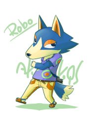 Rule 34 | 1boy, animal crossing, animal ears, camera, character name, furry, furry male, male focus, nintendo, sandals, simple background, solo, tail, white background, wolf ears, wolf tail, wolfgang (animal crossing)