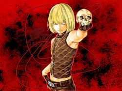 Rule 34 | 00s, blonde hair, death note, gloves, lowres, mello (death note), midriff, navel, skull