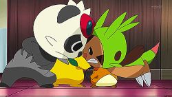 Rule 34 | angry, animated, animated gif, chespin, creatures (company), dedenne, game freak, gen 1 pokemon, gen 6 pokemon, lowres, nintendo, no humans, pancham, pikachu, pokemon, pokemon (anime), pokemon (creature)