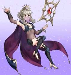 Rule 34 | bracelet, breasts, bridal gauntlets, cape, cosplay, dark mage (fire emblem fates), fire emblem, fire emblem fates, fire emblem heroes, floating, floating object, grey hair, high heels, highres, intelligent systems, jewelry, mouth veil, nail polish, nintendo, nyx (fire emblem), official alternate hairstyle, ophelia (fire emblem) (cosplay), red eyes, short hair, sidelocks, small breasts, tagme, tiara, toenail polish, toenails, veil, veronica (fire emblem)