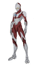 Rule 34 | 1boy, 3ok, abs, absurdres, collarbone, highres, male focus, muscular, simple background, sketch, solo, standing, ultra series, ultraman, ultraman (1st series), white background, yellow eyes