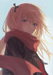 Rule 34 | 1girl, asawa (dm owr), blue eyes, coat, expressionless, girls&#039; frontline, hair ornament, highres, long hair, looking at viewer, multicolored hair, one side up, outdoors, pink hair, purple hair, red scarf, scarf, sky, solo, st ar-15 (girls&#039; frontline), streaked hair, upper body