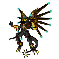 Rule 34 | armor, claws, digimon, digimon linkz, horns, shinegreymon, shinegreymon (mutant), spikes, tail, wings