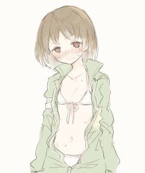 Rule 34 | 1girl, bad id, bad pixiv id, commentary request, oshiruko (tsume), simple background, solo, swimsuit, swimsuit under clothes, underswap, undertale, white background