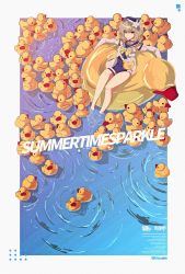 Rule 34 | 1girl, absurdres, barbara (genshin impact), barbara (summertime sparkle) (genshin impact), blonde hair, blue eyes, blue hair, genshin impact, highres, innertube, looking at viewer, rubber duck, solo, swim ring, twintails