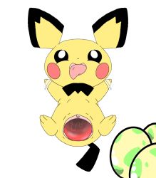 Rule 34 | 1girl, ahegao, artist request, bestiality, creatures (company), egg, game freak, gen 2 pokemon, nintendo, pichu, pokemon, pokephilia, pussy, pussy juice, roneyu (artist), simple background, source request, spread legs, spread pussy, tagme