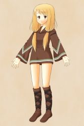 Rule 34 | 1girl, blonde hair, boots, brown eyes, female focus, final fantasy, final fantasy tactics, full body, geomancer, geomancer (fft), krs (pixiv139418), long hair, simple background, solo