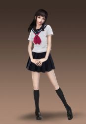 Rule 34 | black hair, cosplay, da qiao, koei, long hair, pleated skirt, school uniform, shin sangoku musou, skirt