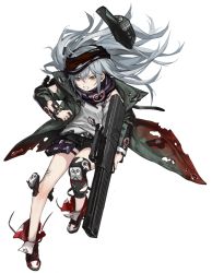 Rule 34 | 1girl, ammunition pouch, angry, assault rifle, bags under eyes, belt, black pants, blue hair, brown eyes, eyebrows, full body, g11 (girls&#039; frontline), girls&#039; frontline, gun, hat, unworn hat, unworn headwear, holding, holding gun, holding weapon, holster, jacket, knee pads, left-handed, long hair, looking down, off shoulder, official art, open clothes, open jacket, pants, personification, rifle, scarf, shirt, shorts, solo, strap, thigh holster, torn clothes, torn jacket, torn shirt, transparent background, trigger discipline, very long hair, weapon, white shirt