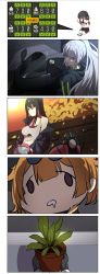 Rule 34 | 3girls, 4koma, aek-999 (girls&#039; frontline), alternate costume, black hair, brown hair, comic, commander (girls&#039; frontline) (xiujia yihuizi), face of the people who sank all their money into the fx (meme), girls&#039; frontline, grizzly mkv (girls&#039; frontline), highres, looking at viewer, meme, motor vehicle, motorcycle, multiple girls, plant, ponytail, potted plant, pzb39 (girls&#039; frontline), saliva, silent comic, silver hair, smile, xiujia yihuizi
