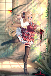 Rule 34 | 1girl, :d, akai haato, akai haato (gothic lolita), black footwear, black thighhighs, blonde hair, blouse, blue eyes, blush, book, boots, bow, bowtie, breasts, collared shirt, commentary request, cross-laced footwear, dress, fang, frilled dress, frills, full body, hair bow, hair ornament, heart, heart hair ornament, highres, holding, holding book, holding wand, hololive, large breasts, layered dress, legwear garter, light particles, long hair, looking at viewer, magowasabi, open book, open mouth, red bow, red bowtie, red dress, shirt, signature, skin fang, smile, solo, standing, standing on one leg, sunlight, thighhighs, twitter username, two side up, very long hair, virtual youtuber, wand, white shirt, window, x hair ornament