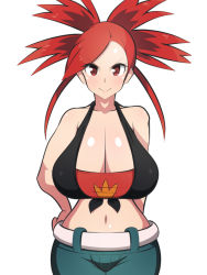 Rule 34 | 1girl, breasts, creatures (company), dd (giogio99), flannery (pokemon), game freak, highres, huge breasts, navel, nintendo, pokemon, pokemon oras, red eyes, red hair, smile, solo