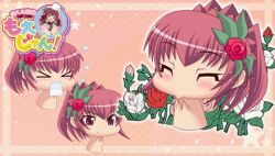 Rule 34 | chibi, deformed, flower, hair ornament, lowres, moeru mahjong moejong (moejan), pink hair, rose, taira kimiko