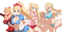 Rule 34 | &gt; &lt;, 10s, 1girl, :d, ^ ^, akiba&#039;s trip, akiba&#039;s trip the animation, alternate costume, alternate hairstyle, arisa ahokainen, bad id, bad pixiv id, bare shoulders, barefoot, blonde hair, blue eyes, blunt bangs, bow, breasts, cameltoe, cleavage, cleavage cutout, closed eyes, clothing cutout, fake horns, gloves, hair bow, hair down, horns, large breasts, long hair, long twintails, multiple persona, nude, open mouth, pantyhose, ponytail, smile, tank top, xd, yostxxx