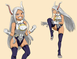 Rule 34 | 1girl, abs, animal ears, armpits, bare shoulders, blue thighhighs, boku no hero academia, breasts, clenched hands, clenched teeth, collarbone, collared leotard, crescent moon, crescent print, dark-skinned female, dark skin, determined, eyelashes, facing to the side, feet up, female focus, fighting stance, focused, full body, fur collar, gloves, grin, hands up, highleg, highleg leotard, large breasts, legs, leotard, long eyelashes, long hair, looking at viewer, looking away, mirko, moon, multiple views, muscular, muscular female, neck, no panties, parted bangs, parted lips, profile, rabbit ears, rabbit girl, red eyes, sidelocks, simple background, skin tight, sleeveless, smile, standing, standing on one leg, superhero costume, teeth, thighhighs, thighs, two-tone leotard, white gloves, white hair, white leotard, ysd2552