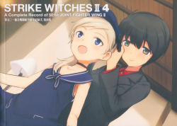 Rule 34 | 2girls, 501st joint fighter wing, black hair, blonde hair, blue dress, blue eyes, brown eyes, dress, dutch angle, hat, luciana mazzei, martina crespi, multiple girls, open mouth, sailor dress, shimada fumikane, short hair, sleeveless, sleeveless dress, strike witches, strike witches: kurenai no majo-tachi, world witches series