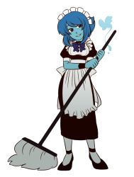 Rule 34 | 1girl, apron, blue skin, broom, colored skin, headdress, lapis lazuli (steven universe), maid, maid headdress, sikaku367, steven universe
