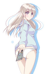 Rule 34 | 1girl, ass, bad id, bad pixiv id, blonde hair, blue eyes, blush, card, eila ilmatar juutilainen, from behind, hajime (kin&#039;you club), holding, holding card, hood, hoodie, long hair, no pants, panties, solo, strike witches, tarot, the star (tarot), underwear, white panties, world witches series