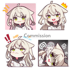 Rule 34 | :3, alpaca ears, alpaca girl, animal ears, chibi, commission, green eyes, highres, indie virtual youtuber, long hair, long sleeves, open mouth, oshi minji, puffy long sleeves, puffy sleeves, sailor collar, sophiel paka, two side up, upper body, virtual youtuber, white background