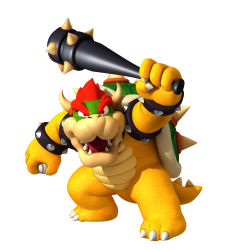 Rule 34 | 3d, absurdres, baseball, baseball bat, bowser, claws, club (weapon), creature, highres, horns, mario (series), nintendo, no humans, official art, red eyes, red hair, shell, spikes, super mario bros. 1, weapon, white background