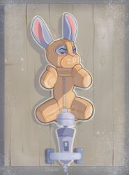 bad_tag bdsm bitch_suit bitchsuit bondage bondage_gear bound collar cum disney ejaculation furry gag highres judy_hopps rabbit sex_toy sext_toy sqwek vibrator zootopia