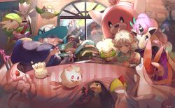 Rule 34 | 1boy, 1girl, alcremie, alcremie (strawberry sweet), alcremie (vanilla cream), bede (pokemon), bewear, blonde hair, book, border0715, chair, closed eyes, cottonee, creatures (company), drinking, floating, food, fruit, galarian form, galarian ponyta, game freak, gardevoir, gen 1 pokemon, gen 2 pokemon, gen 3 pokemon, gen 5 pokemon, gen 6 pokemon, gen 7 pokemon, gen 8 pokemon, grey hair, gym leader, hat, hatenna, hattrem, highres, impidimp, inkay, jigglypuff, litwick, mawile, milcery, nintendo, old, old woman, opal (pokemon), pokemon, pokemon (creature), pokemon swsh, polteageist, ponyta, ralts, reading, sitting, smile, strawberry, swirlix, sylveon, table, togetic, whimsicott, wings, wrinkled skin