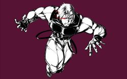Rule 34 | angry, gloves, male focus, monochrome, rugal bernstein, simple background, snk, the king of fighters
