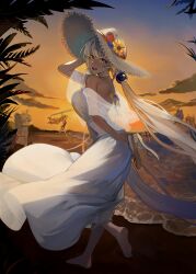 Rule 34 | absurdres, antlers, barefoot, beach, blonde hair, blue hair, breasts, brown hair, ceres fauna, commentary, dark-skinned female, dark skin, dress, english commentary, eus ing, feet, flower, full body, green hair, hair ornament, hakos baelz, hat, hat flower, highres, hololive, hololive english, horns, irys (hololive), large breasts, long hair, looking at viewer, multiple girls, nanashi mumei, one-piece swimsuit, ouro kronii, planet hair ornament, red hair, sleeveless, smile, soles, straw hat, sundress, sunset, swimsuit, teeth, toes, tsukumo sana, twintails, very long hair, virtual youtuber, white dress, yatagarasu (tsukumo sana), yellow eyes