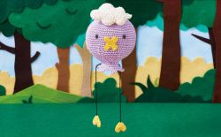 Rule 34 | . ., amigurumi (medium), asako ito, black eyes, blue sky, bush, commentary, creature, creatures (company), day, drifloon, english commentary, floating, full body, game freak, gen 4 pokemon, grass, nature, nintendo, no humans, official art, outdoors, photo (medium), pokemon, pokemon (creature), pokemon tcg, sky, solo, third-party source, tree, unconventional media