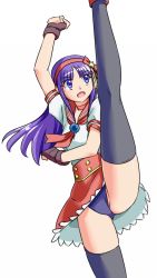 Rule 34 | 1girl, asamiya athena, buruma, female focus, long hair, murasaki2007, open mouth, purple hair, school uniform, snk, solo, the king of fighters, the king of fighters xiv, thighhighs