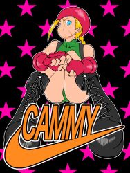 Rule 34 | 1girl, ass, blonde hair, blue eyes, boots, cammy white, character name, hat, highres, leotard, sitting, star (symbol), street fighter, tombo ura