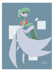 Rule 34 | 1girl, artist name, bags under eyes, blue background, bob cut, border, chromatic aberration, colored skin, creatures (company), female focus, flat chest, from side, full body, game freak, gardevoir, gen 3 pokemon, green hair, green skin, grin, hair over one eye, hand up, happy, highres, kinunuko, leg up, lifting own clothes, looking at viewer, multicolored skin, nintendo, one eye covered, outside border, pokemon, pokemon (creature), red eyes, short hair, simple background, smile, solo, standing, standing on one leg, teeth, twitter username, two-tone skin, watermark, white border, white skin