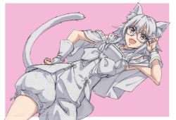 Rule 34 | 1girl, animal ears, cat ears, cat girl, cat tail, glasses, highres, open mouth, princess connect!, purple eyes, tail, tamaki (princess connect!), yansun