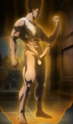 Rule 34 | 1boy, abs, bottomless, erection, full body, gon freecss, highres, hunter x hunter, male focus, muscular, penis, phausto, solo, testicles, torn clothes
