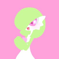 Rule 34 | 1girl, blush, bob cut, colored skin, cowboy shot, creatures (company), female focus, flat chest, flat color, game freak, gardevoir, gen 3 pokemon, green hair, green skin, hair over one eye, hands up, happy, heart, heart-shaped pupils, highres, light blush, multicolored skin, nintendo, one eye covered, open mouth, own hands together, pink eyes, pokemon, pokemon (creature), short hair, simple background, sketch, smile, solo, standing, symbol-shaped pupils, two-tone skin, white skin, yuri (fl0werspace)
