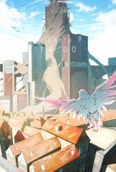 bird building fantasy highres kinjo_no_kanzaki no_humans original scenery sky tree