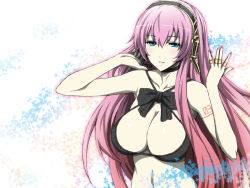 Rule 34 | 1girl, aqua eyes, breasts, cleavage, large breasts, long hair, megurine luka, pink hair, ribbon, solo, vocaloid, wakame