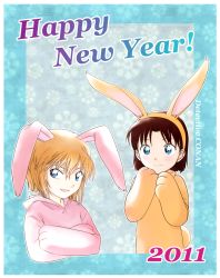 Rule 34 | 10s, 2011, animal costume, animal ears, rabbit, rabbit costume, rabbit ears, costume, haibara ai, happy new year, meitantei conan, new year, yoshida ayumi