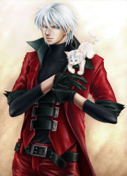 Rule 34 | 1boy, belt, blue eyes, capcom, cat, coat, dante (devil may cry), devil may cry, devil may cry (series), devil may cry 2, gloves, male focus, silver hair, solo, suou shuu, trench coat