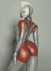 Rule 34 | 1girl, 3d, ass, bad id, bad pixiv id, bodysuit, contrapposto, cowboy shot, cropped, grey background, kpf, levi (heroineism), photorealistic, realistic, simple background, solo, standing, ultra mother, ultra series, yellow eyes